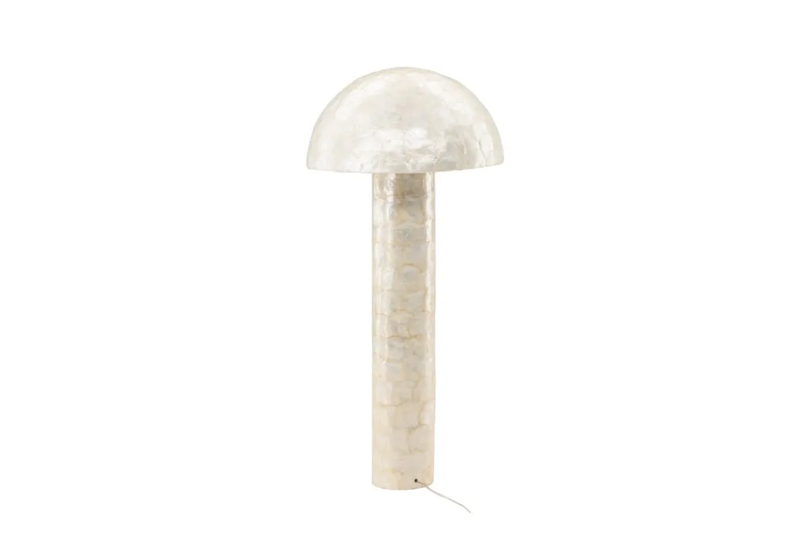 Stehlampe „Ardea“ – Capiz-Design in Hellgrau (Höhe 120 cm)