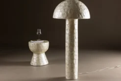 Stehlampe „Ardea“ – Capiz-Design in Hellgrau (Höhe 120 cm)