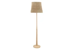Stehlampe Tanoa – Naturmaterial mit geflochtenem Schirm