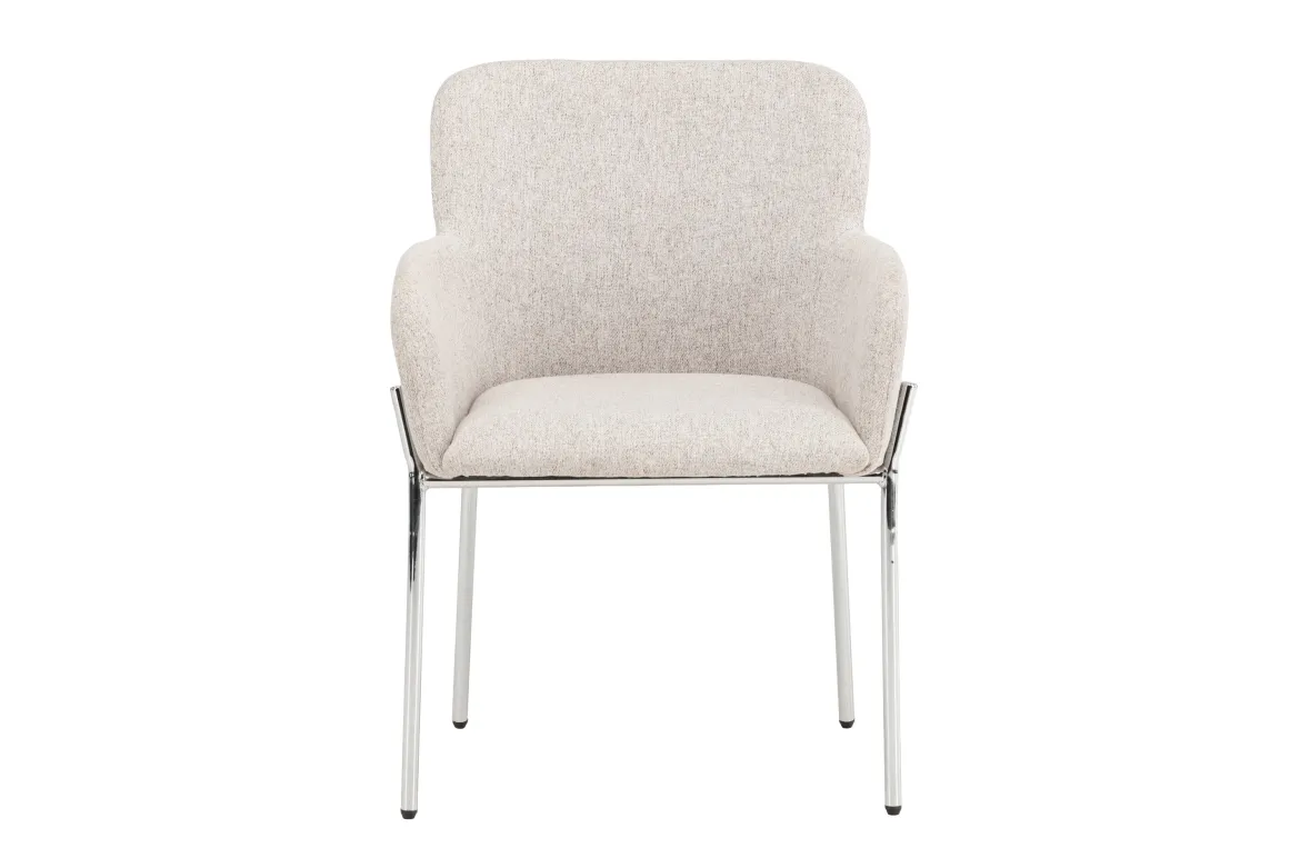Stuhl Helora in Beige aus Polyester-Leinen