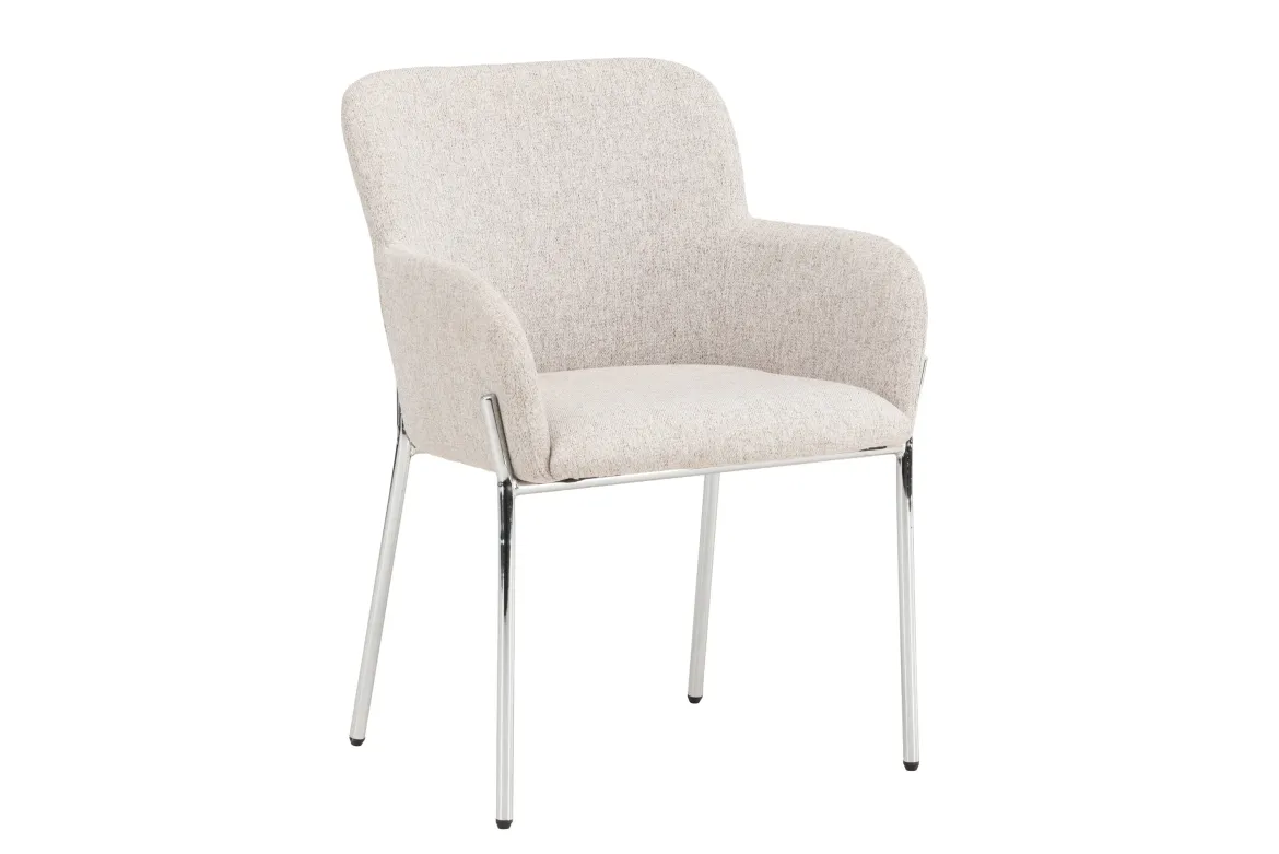 Stuhl Helora in Beige aus Polyester-Leinen