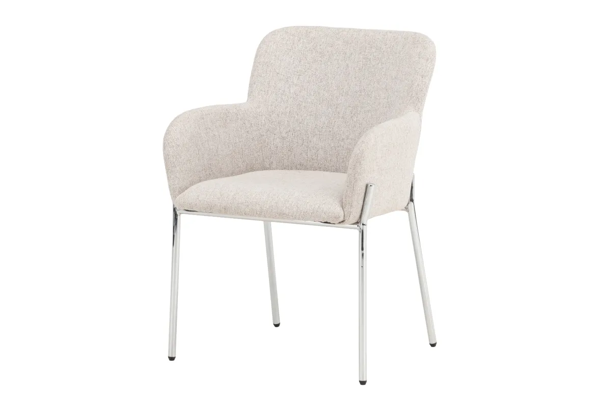 Stuhl Helora in Beige aus Polyester-Leinen