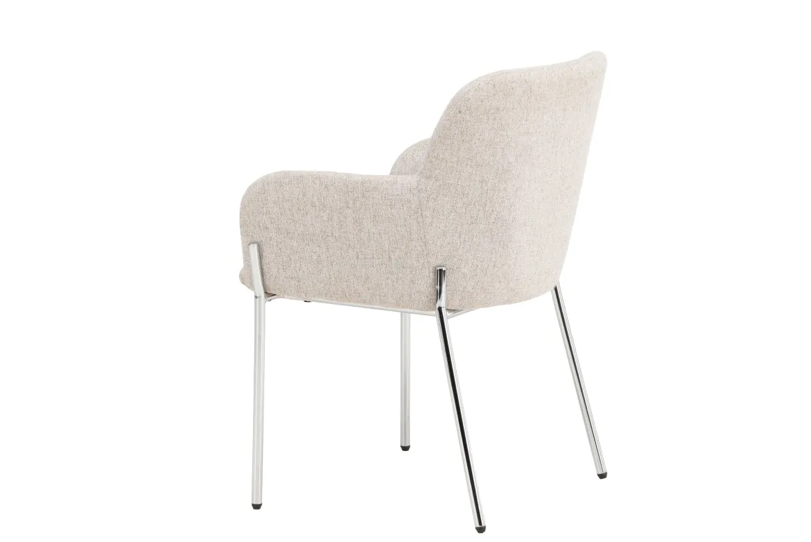 Stuhl Helora in Beige aus Polyester-Leinen