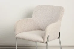 Stuhl Helora in Beige aus Polyester-Leinen