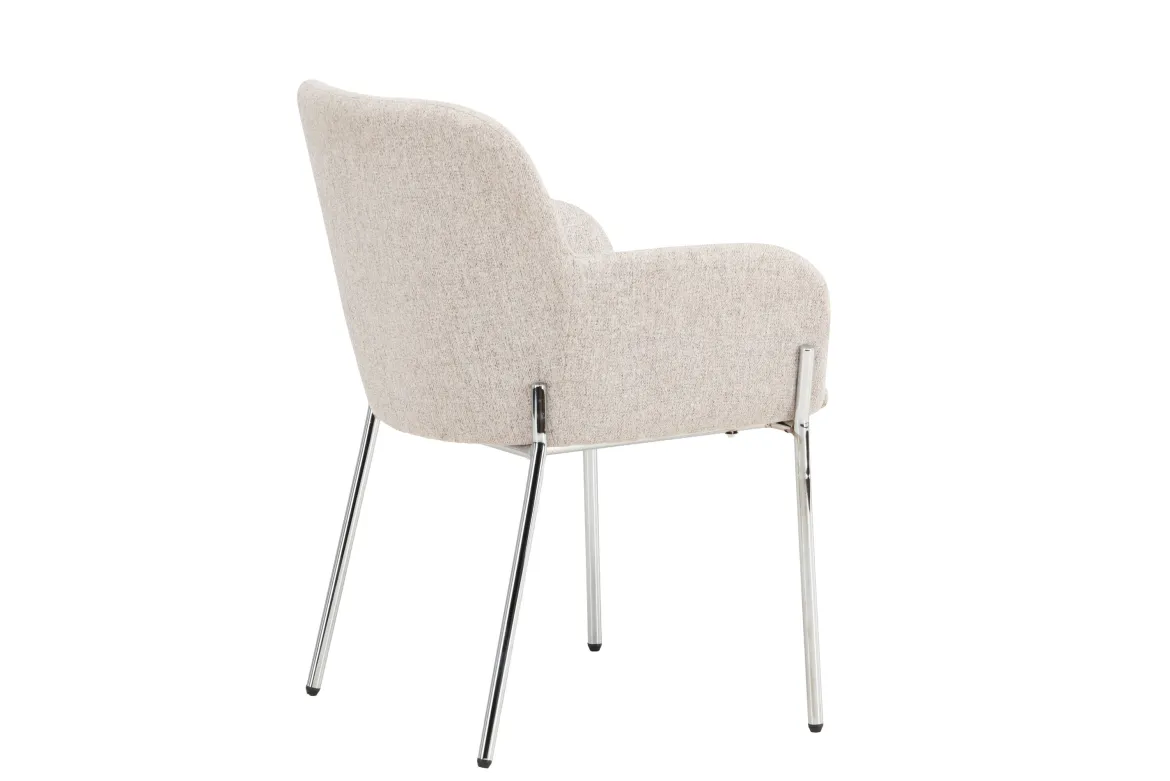 Stuhl Helora in Beige aus Polyester-Leinen