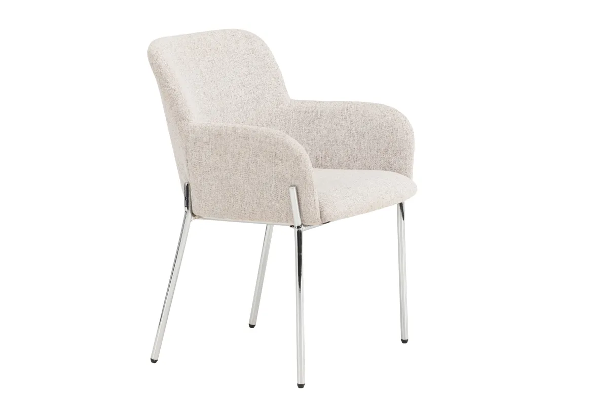Stuhl Helora in Beige aus Polyester-Leinen