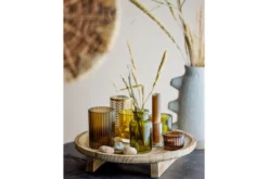 Tablett Heidi – Glas & Holz mit Teelichthaltern (8er-Set)