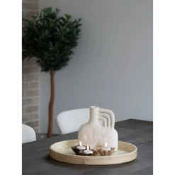 Tablett „Mavira“ – Rundes Bambus-Design mit Capiz-Oberfläche