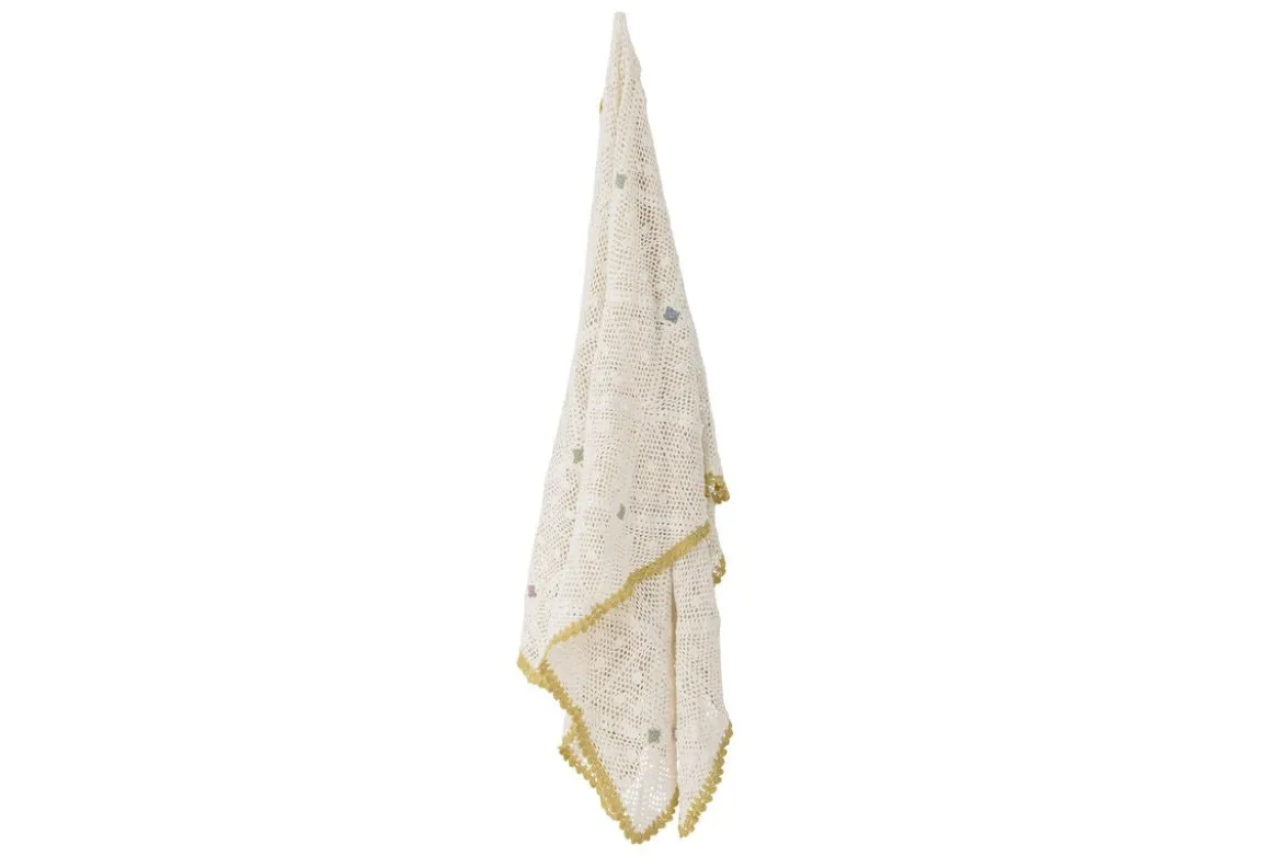 Tagesdecke Ara – Handgehäkeltes Design in Naturton