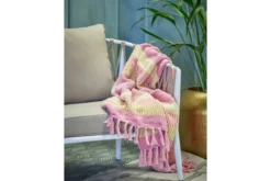 Tagesdecke Elani – Streifenmuster in Rosa und Gelb