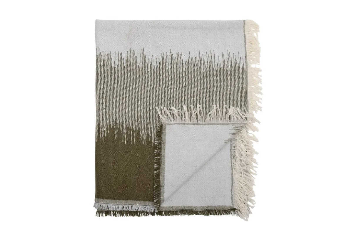 Tagesdecke Elvane – Gewebtes Design in Grün und Weiß