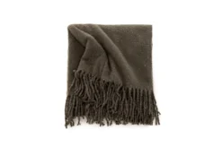 Tagesdecke Malin Anthrazit – 170×130 cm mit Fransen & Melierung
