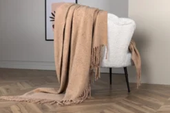 Tagesdecke Malin Beige – 170×130 cm mit Fransen & Melierung