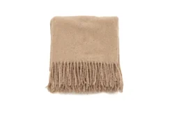 Tagesdecke Malin Beige – 170×130 cm mit Fransen & Melierung