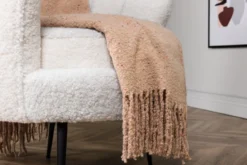 Tagesdecke Malin Beige – 170×130 cm mit Fransen & Melierung