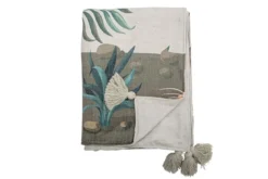 Tagesdecke Pfaui – aus gewebtem Polyester mit Quasten