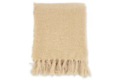 Tagesdecke „Stanley Sand“ – 170×130 cm mit Struktur & Fransen