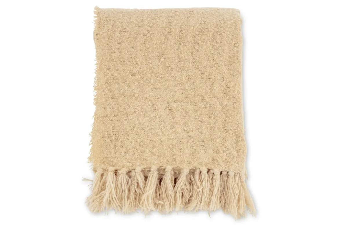 Tagesdecke „Stanley Sand“ – 170×130 cm mit Struktur & Fransen