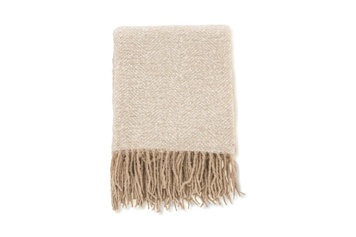 Tagesdecke Velora Beige – 170×130 cm mit Fransen & Strukturwebung