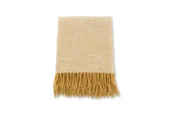 Tagesdecke Velora Gelb – 170×130 cm mit Fransen & Strukturwebung