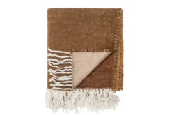 Tagesdecke Widi – Zweifarbiger Look in Braun mit Fransen