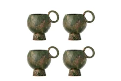 Tassen-Set „Elane“ – Grünes Steingut (4-teilig)