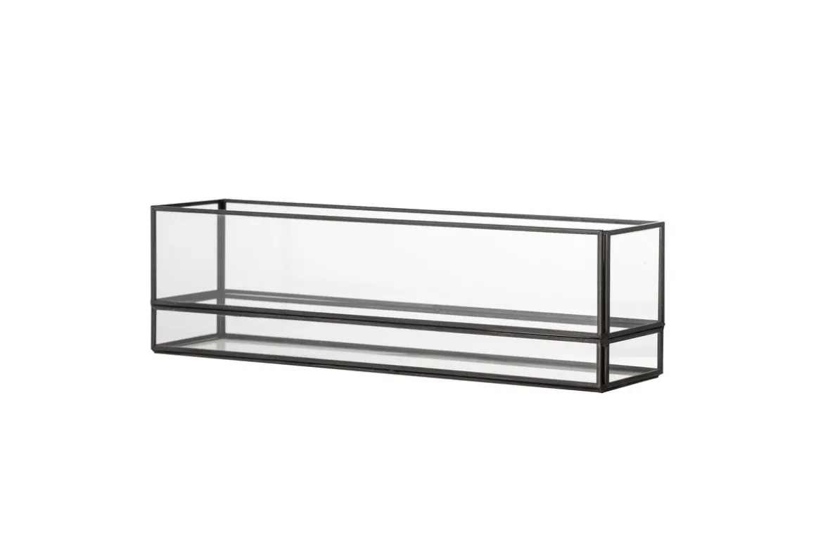 Teelichthalter Nysa – Glas mit schwarzem Rahmen
