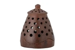 Teelichthalter „Puncto“ – dunkles Terrakotta