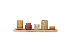 Teelichthalter Set (5-teilig) "Brown Parade"- inkl. Tablett