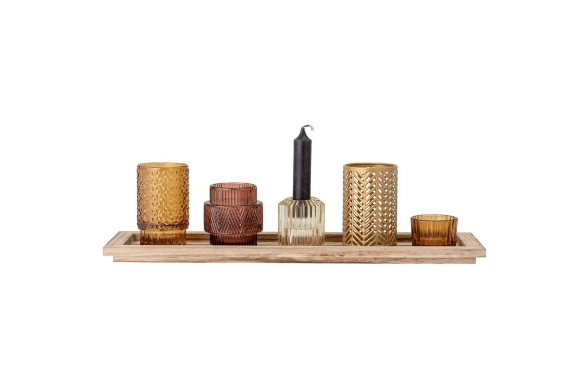 Teelichthalter Set (5-teilig) "Brown Parade"- inkl. Tablett