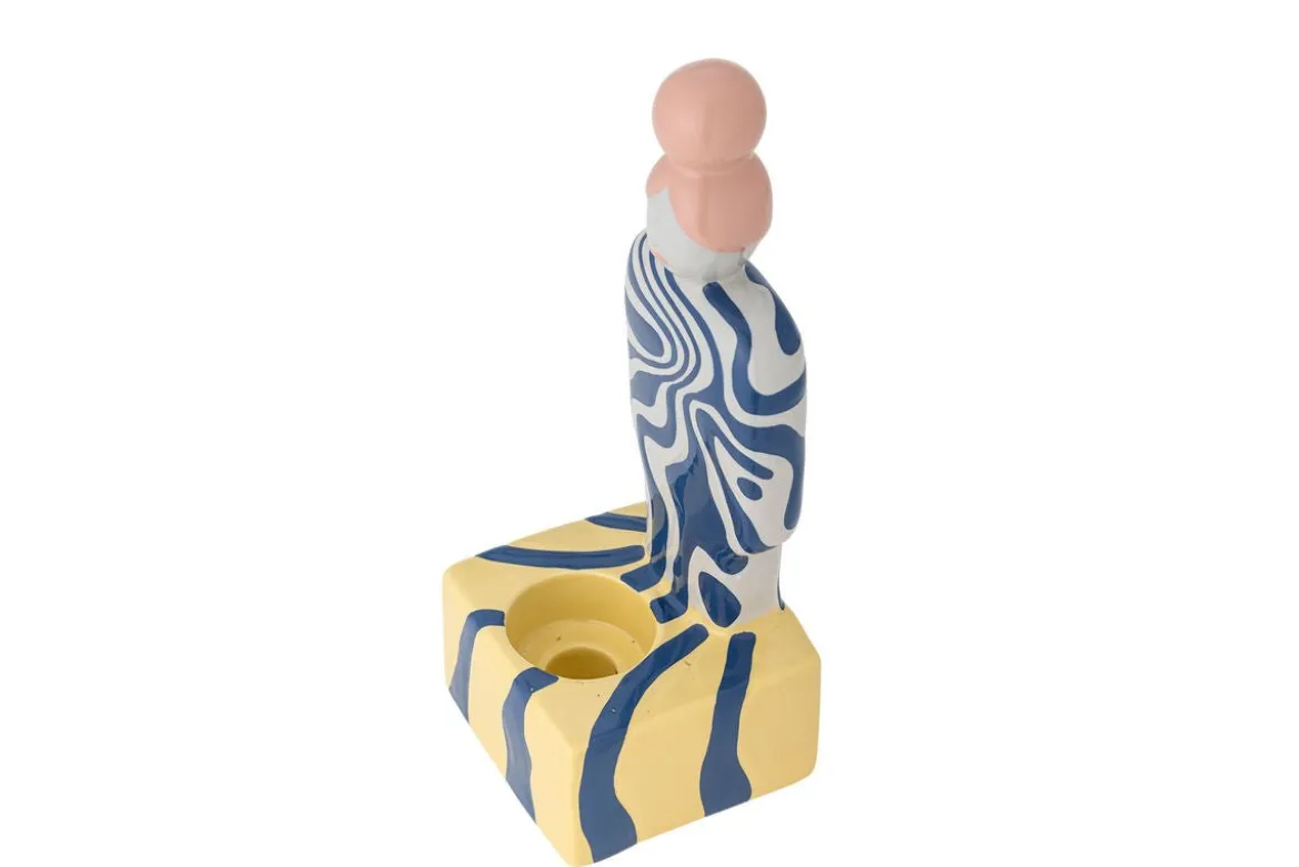 Teelichthalter Suri – Handbemalte Figur mit Wirbelmuster