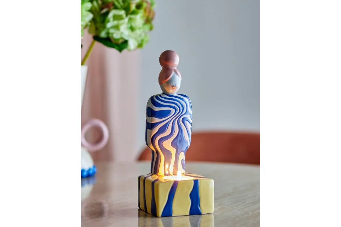 Teelichthalter Suri – Handbemalte Figur mit Wirbelmuster