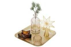 Teelicht-Tablett Aurielle – Glas & Metall in Goldoptik (6-teiliges Set)
