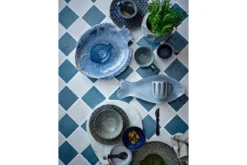 Teller Cori – aus Steingut 4er-Set in Grau mit maritimem Relief