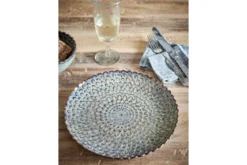 Teller Cori – aus Steingut 4er-Set in Grau mit maritimem Relief
