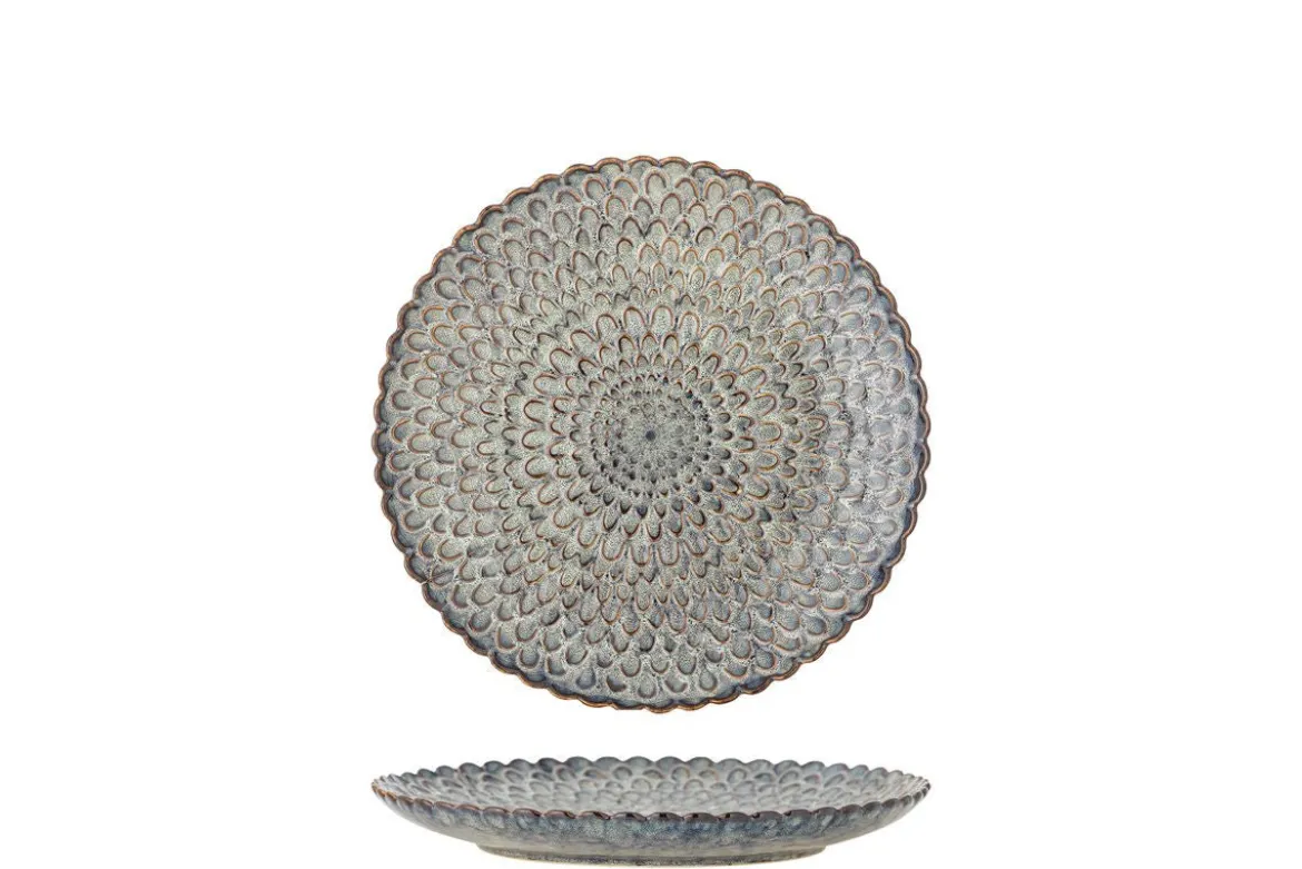 Teller Cori – aus Steingut 4er-Set in Grau mit maritimem Relief