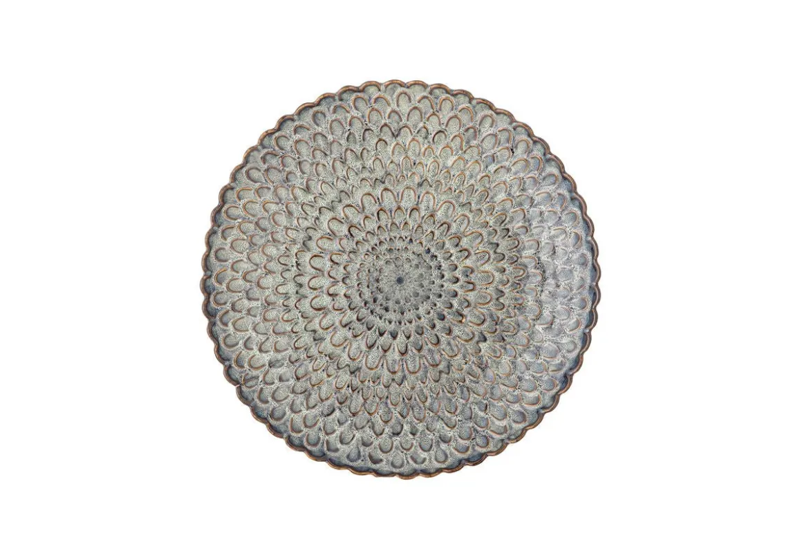 Teller Cori – aus Steingut 4er-Set in Grau mit maritimem Relief