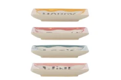 Teller Liora – handbemaltes Steingut-Set (4-teilig) mit Schriftzug