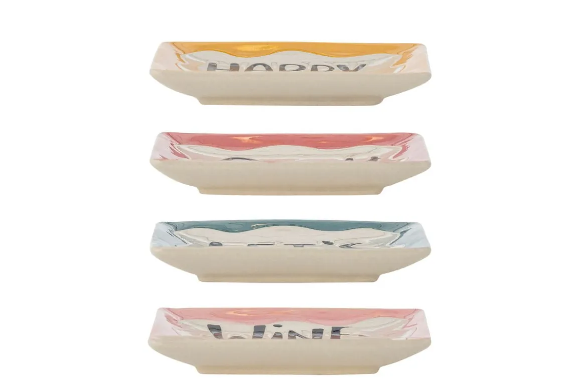 Teller Liora – handbemaltes Steingut-Set (4-teilig) mit Schriftzug