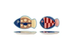 Teller Marino – aus Steingut, 2er-Set in Fischform mit handbemaltem Relief