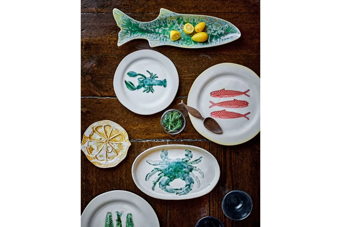 Teller-Set Lobio – Steingut mit handgemaltem Hummermotiv (4er-Set)