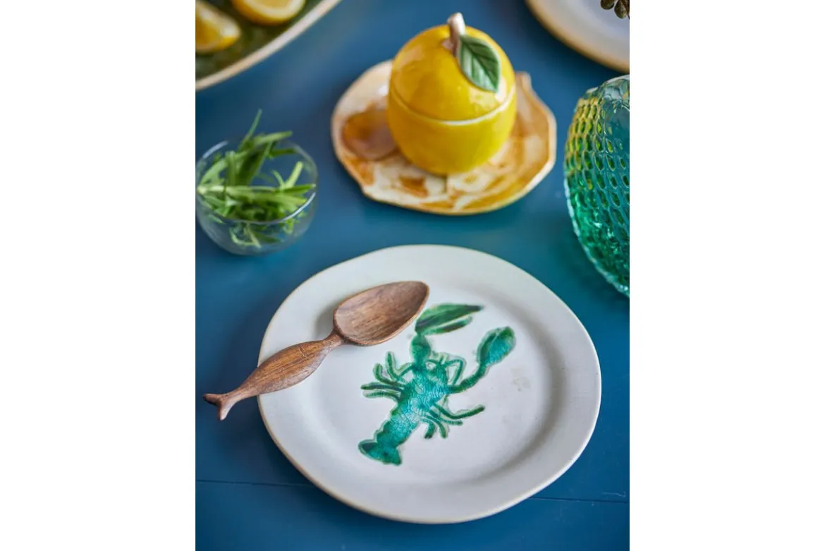 Teller-Set Lobio – Steingut mit handgemaltem Hummermotiv (4er-Set)