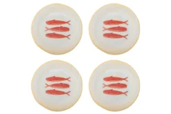 Teller-Set Maris – Steingut mit Fischmotiv (4er-Set)