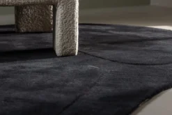 Teppich Caelen – ovale Form in Schwarz & Weiß aus Baumwolle