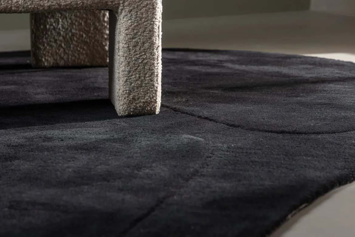 Teppich Caelen – ovale Form in Schwarz & Weiß aus Baumwolle