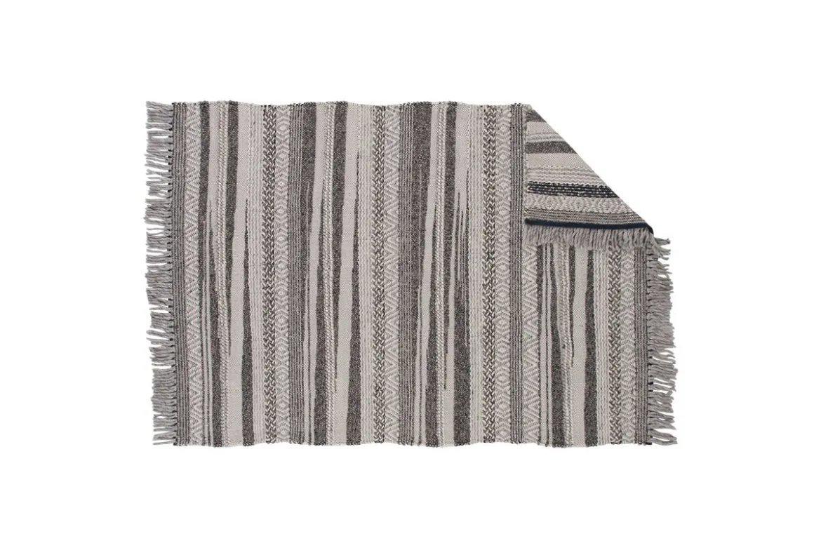 Teppich Erald – flachgewebt mit linearem Muster aus Wolle