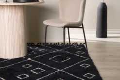 Teppich Hanna – Hochflor mit Karomuster aus Wolle
