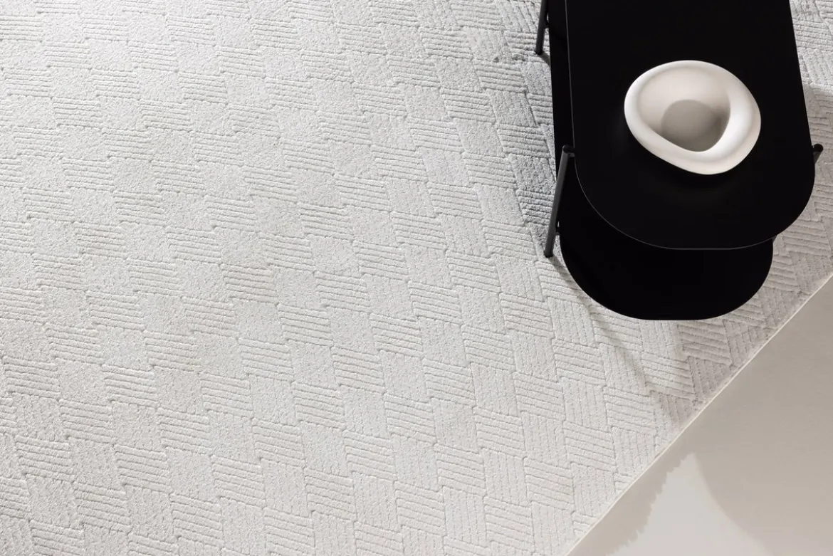 Teppich Soren – in Weiß aus Polyester & Vliesstoff
