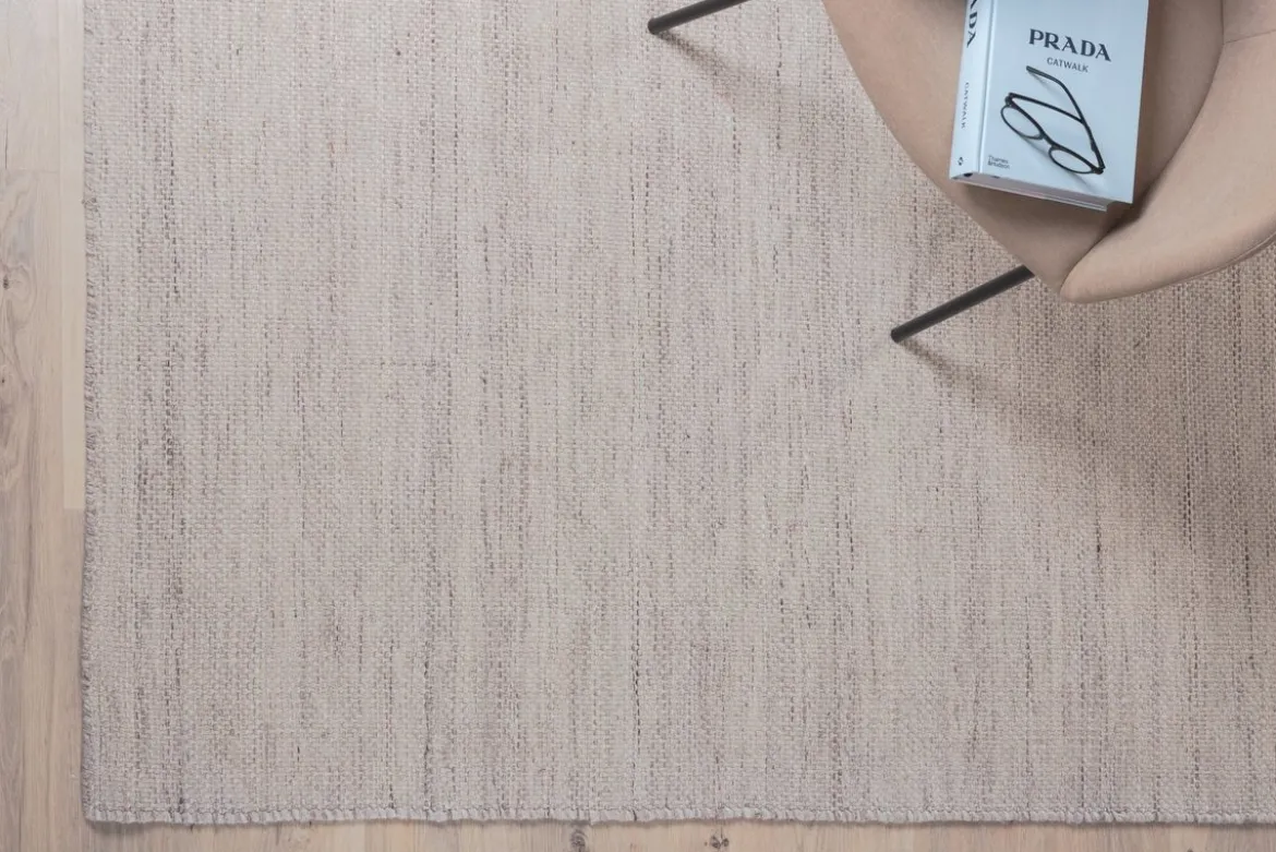 Teppich Zay – handgewebt in Beige aus Polyester & Baumwolle
