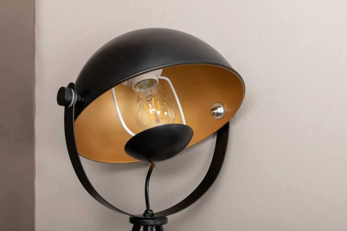 Tischlampe „California“ – Schwarze Leuchte mit goldenen Details